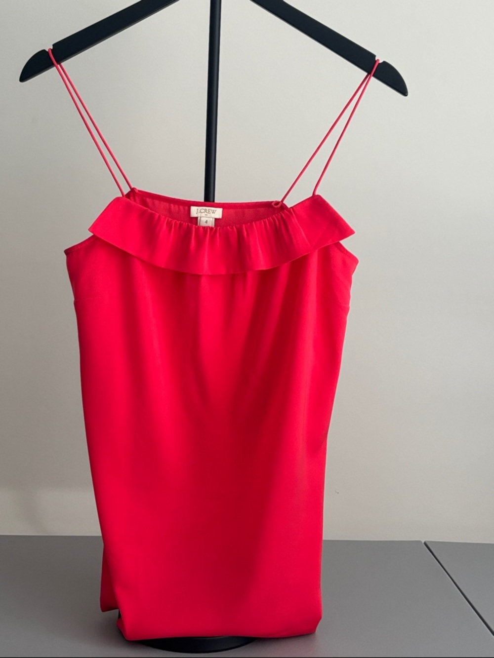 J. Crew Ruffle-Neck Spaghetti Strap Camisole in chili pepper